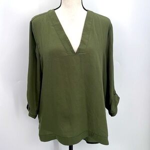Excellent condition express v-neck blouse olive green size small